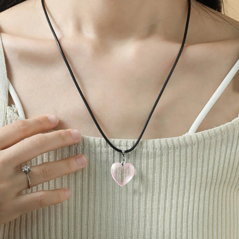 Clothing Jewelry Fashionable Heart Women's Shaped Trendy Pendant Crystal Necklace