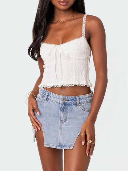 Sexy Low Square Neck Slim Fit Aesthetic Going Out Cami Crop Sleeveless Top