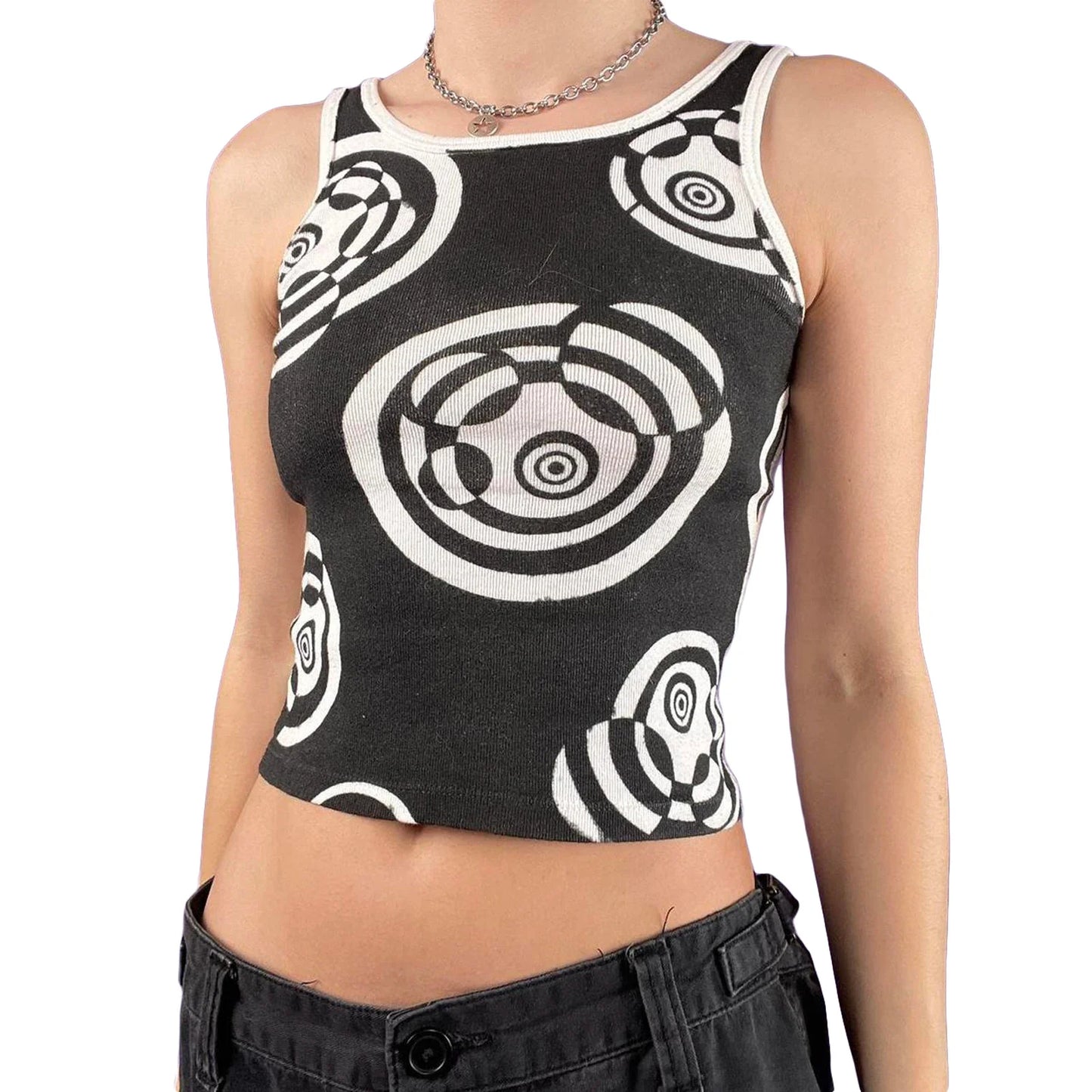 Women Graphic Print Summer Casual Going Out Mini Vest Vintage Tank Y2k Top