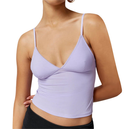 Women Sexy V Neck Cami Top Low Cut Backless Crop Top Girl Slim Fit Tank Y2k Top