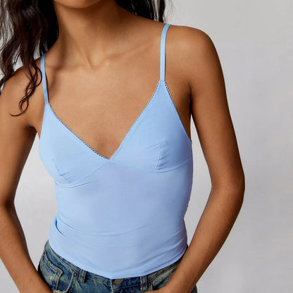 Women Sexy V Neck Cami Top Low Cut Backless Crop Top Girl Slim Fit Tank Y2k Top