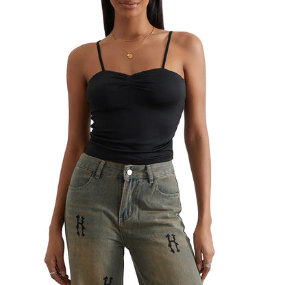 Women Slim Fit Cami Tops Sexy Low Cut Backless Spaghetti Strap Vest Tank Y2k Top