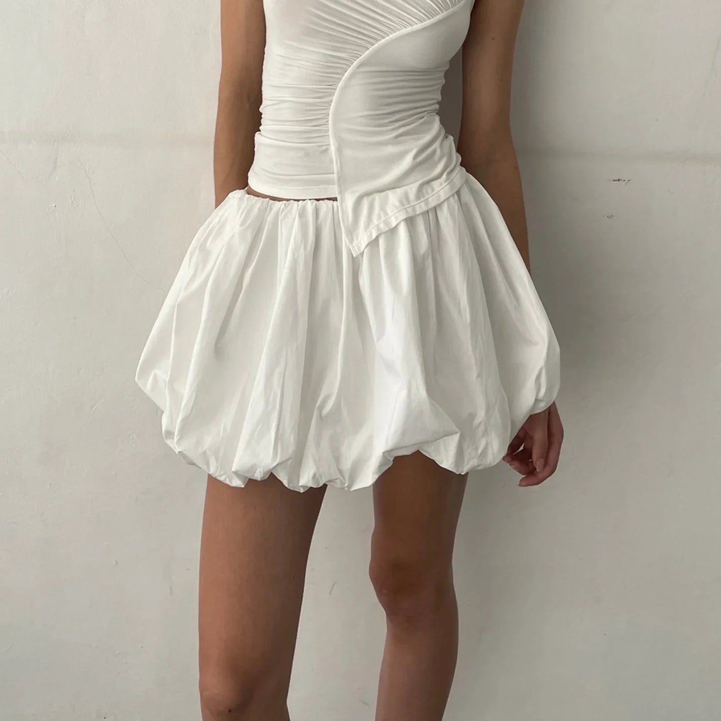 Y2K Bubble Pleated Ruffle Hem Mini Skirt