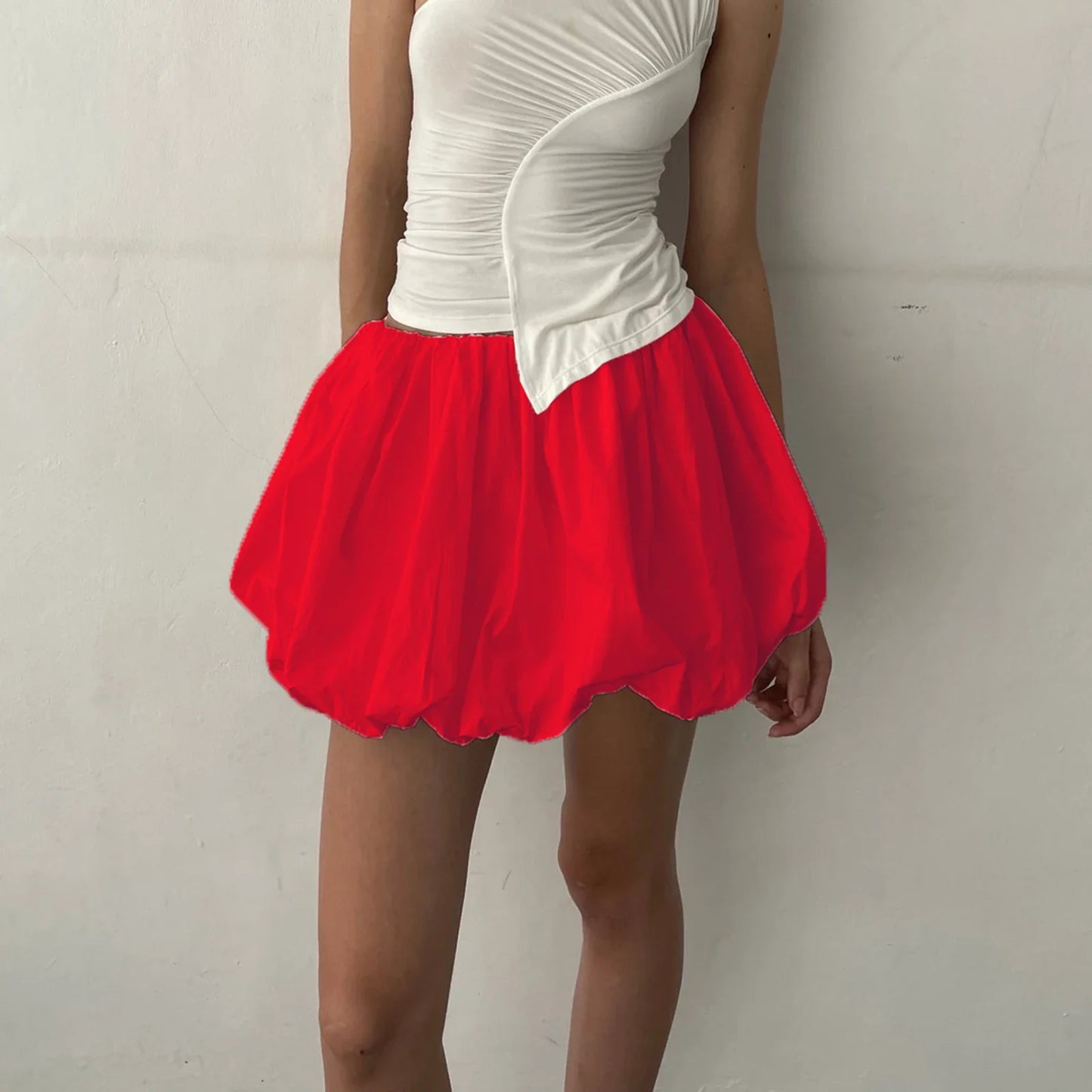 Y2K Bubble Pleated Ruffle Hem Mini Skirt