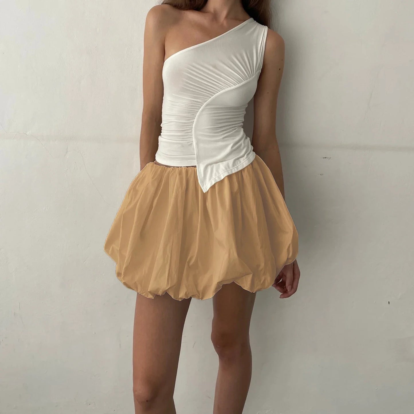 Y2K Bubble Pleated Ruffle Hem Mini Skirt