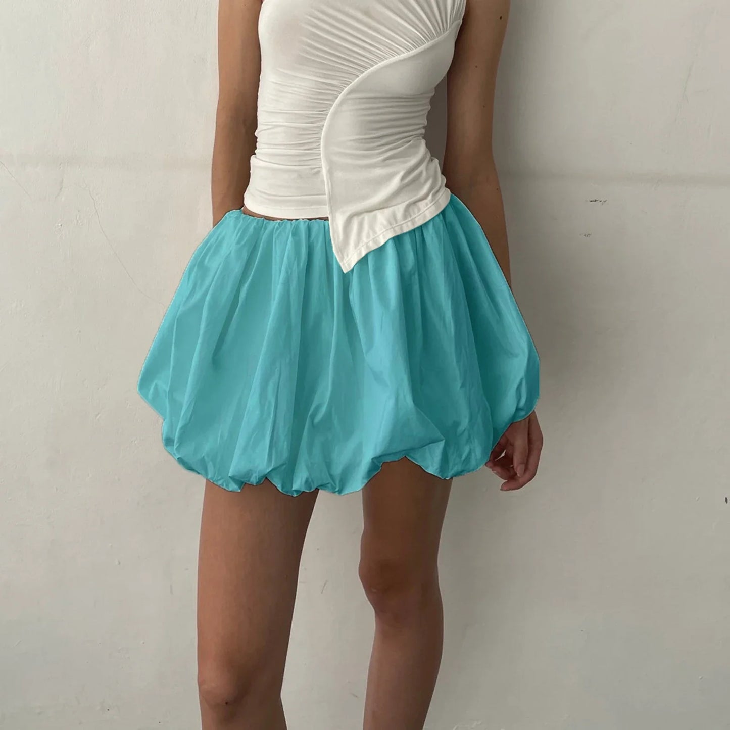 Y2K Bubble Pleated Ruffle Hem Mini Skirt