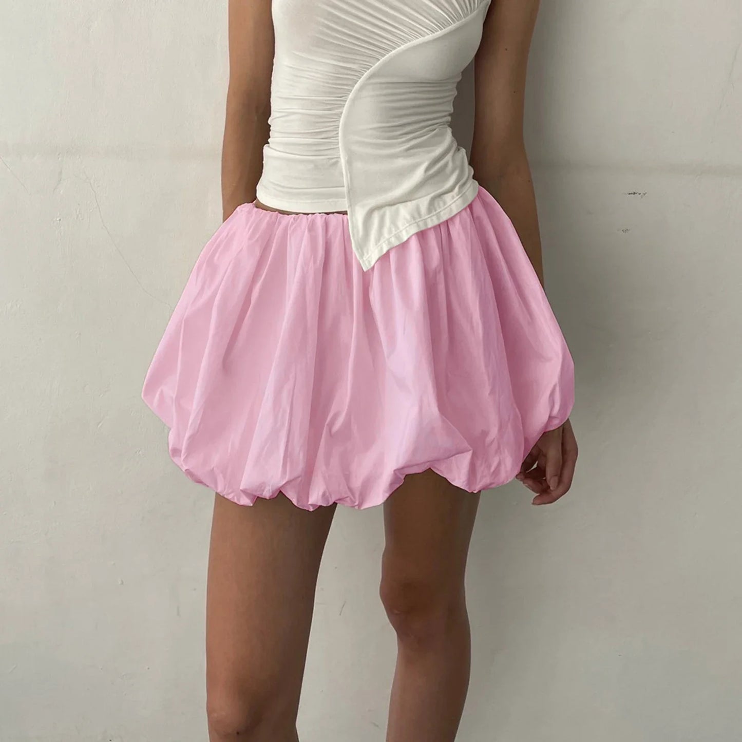 Y2K Bubble Pleated Ruffle Hem Mini Skirt