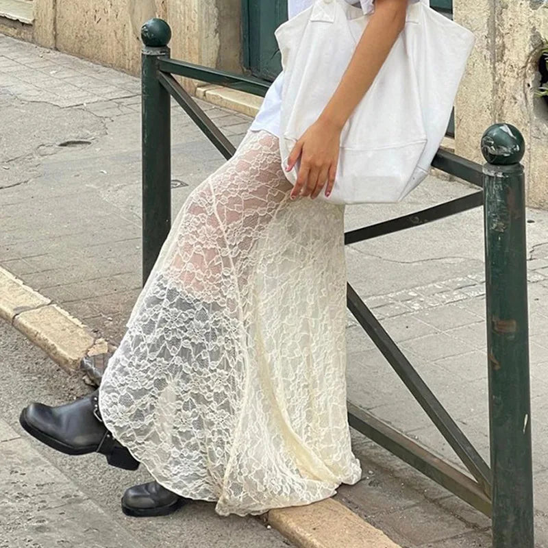 Fairy Lace Maxi Skirt - Aesthetic and Stylish