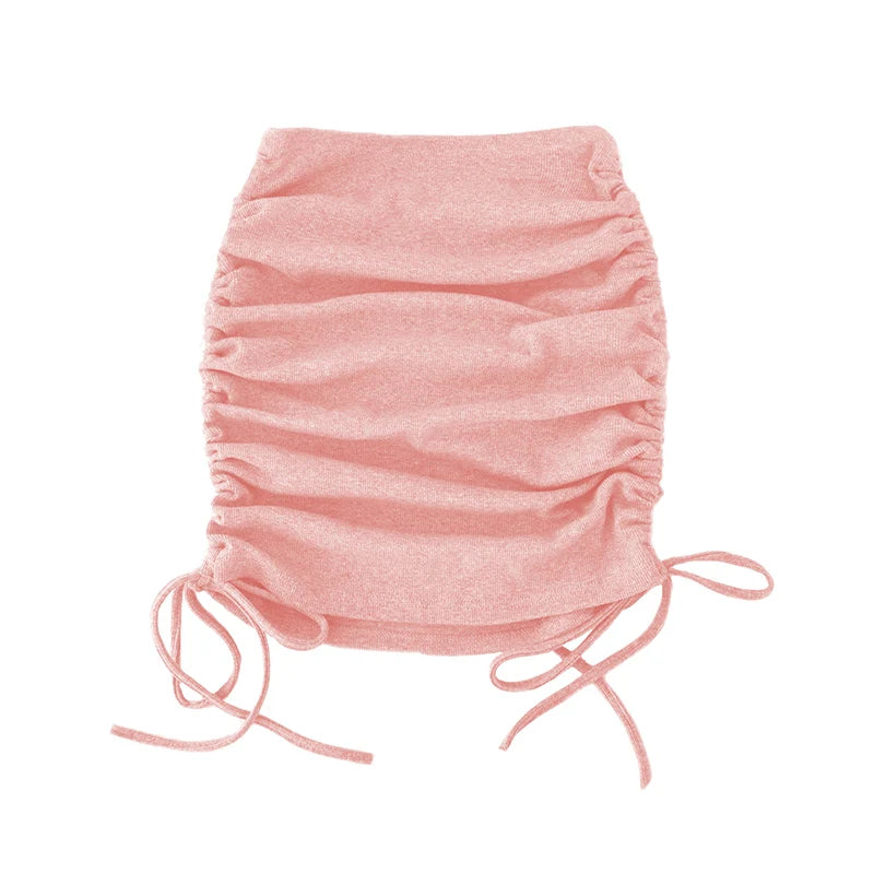 Harajuku Sexy Elastic Knitting Thread Side Drawstring Trendy Stylish Comfortable Skirt